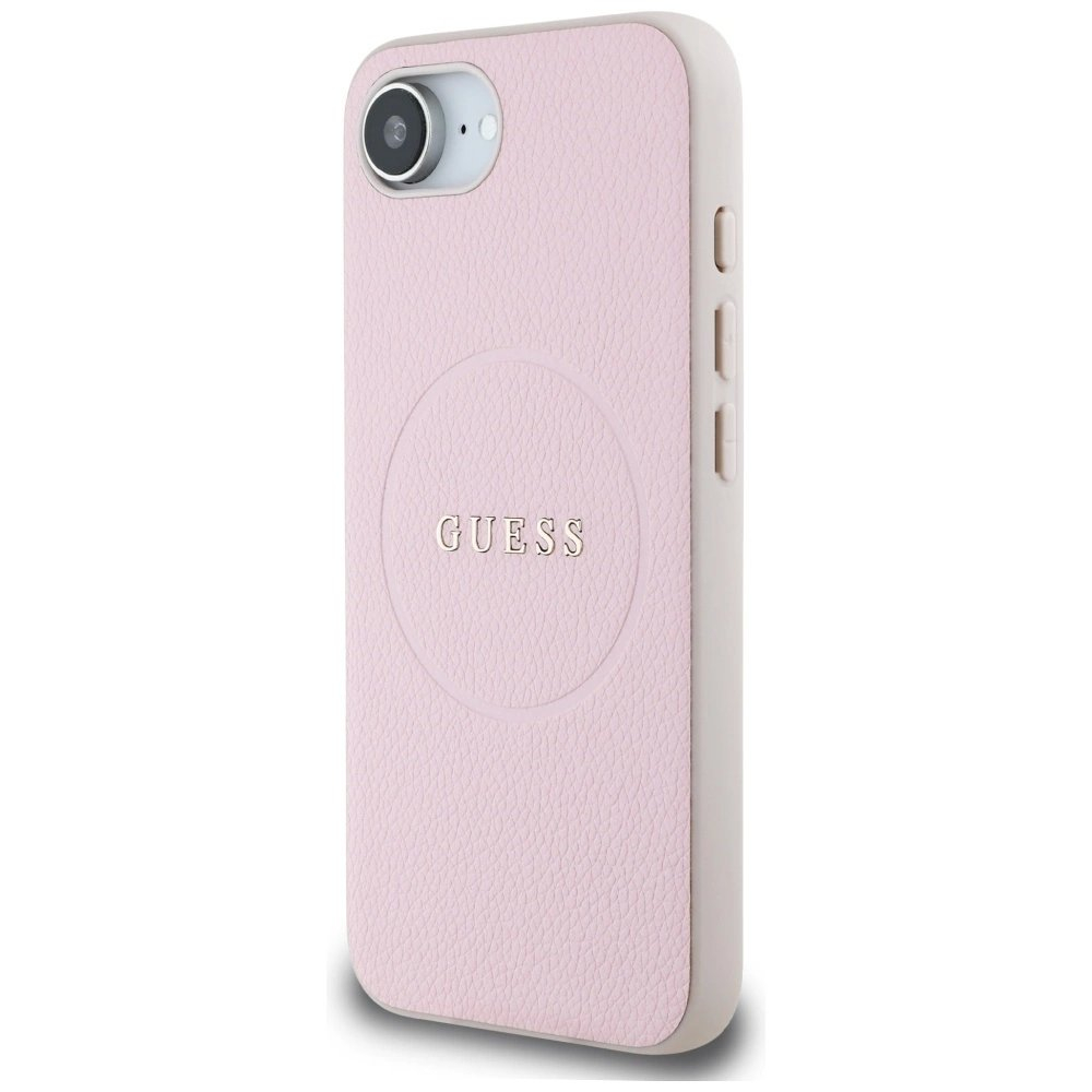 Guess Grained Ring MagSafe iPhone 16e Dėklas - Rožinis 1