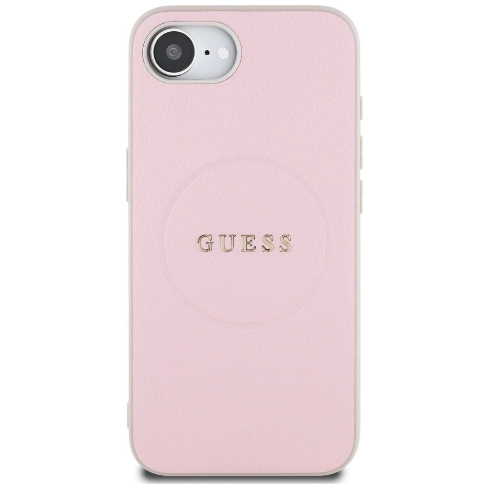 Guess Grained Ring MagSafe iPhone 16e Dėklas - Rožinis 2 Guess Grained Ring MagSafe iPhone 16e Dėklas - Rožinis 2