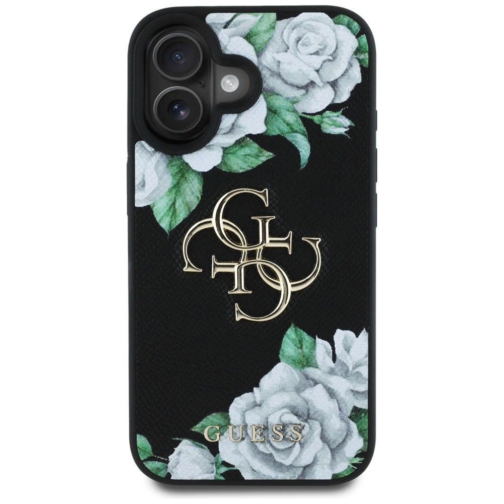 iPhone 16 Guess Grained Roses Big 4G logo dėklas - juodas 2