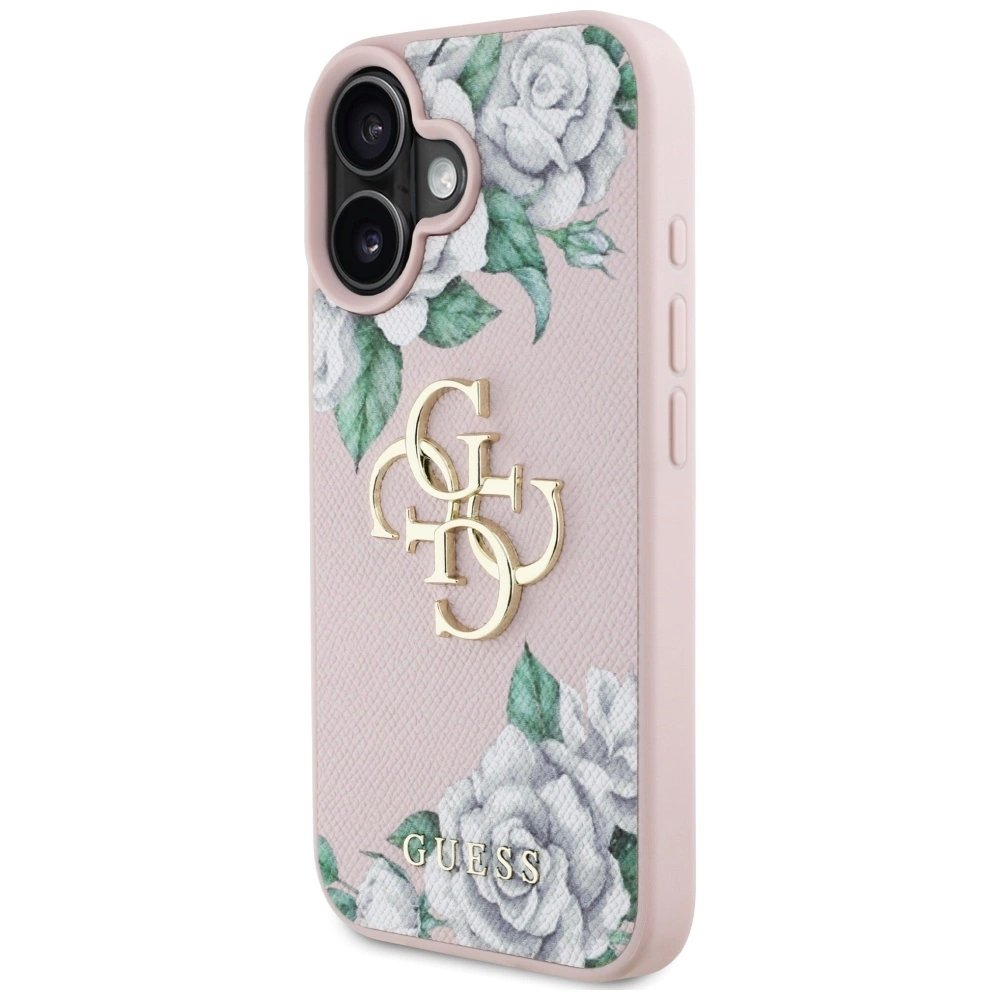 iPhone 16 Guess Grained Roses Big 4G logo dėklas - rožinis 1 iPhone 16 Guess Grained Roses Big 4G logo dėklas - rožinis 1