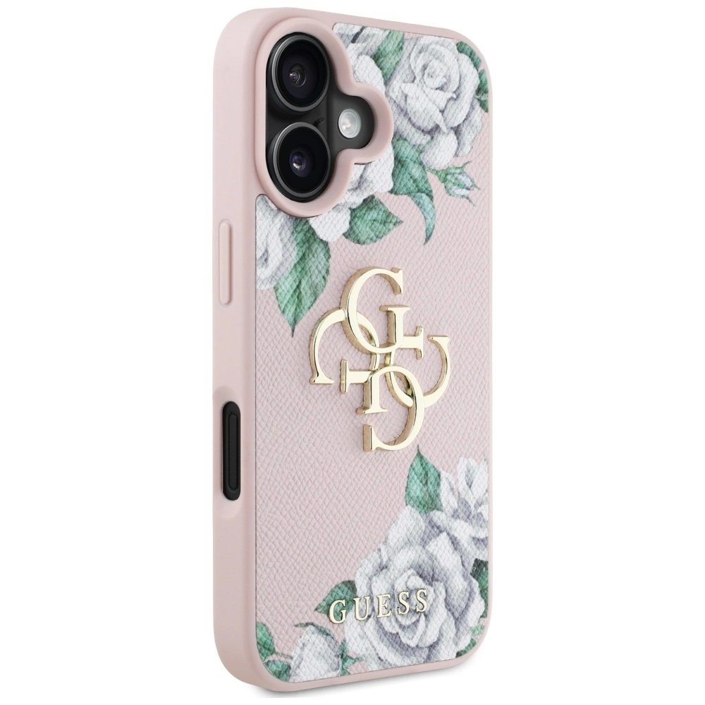 iPhone 16 Guess Grained Roses Big 4G logo dėklas - rožinis 3