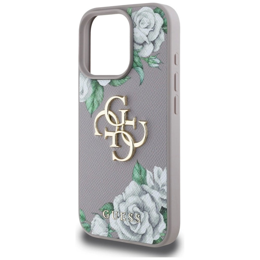 iPhone 16 Pro Max Guess Grained Roses Big 4G logo dėklas - violetinis 5
