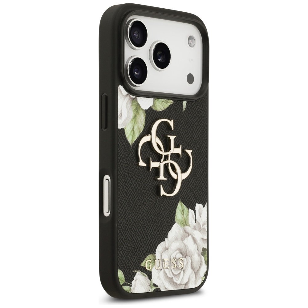 iPhone 17 Pro Guess Grained Roses & Big 4G Logo dėklas – juodas 3 iPhone 17 Pro Guess Grained Roses & Big 4G Logo dėklas – juodas 3