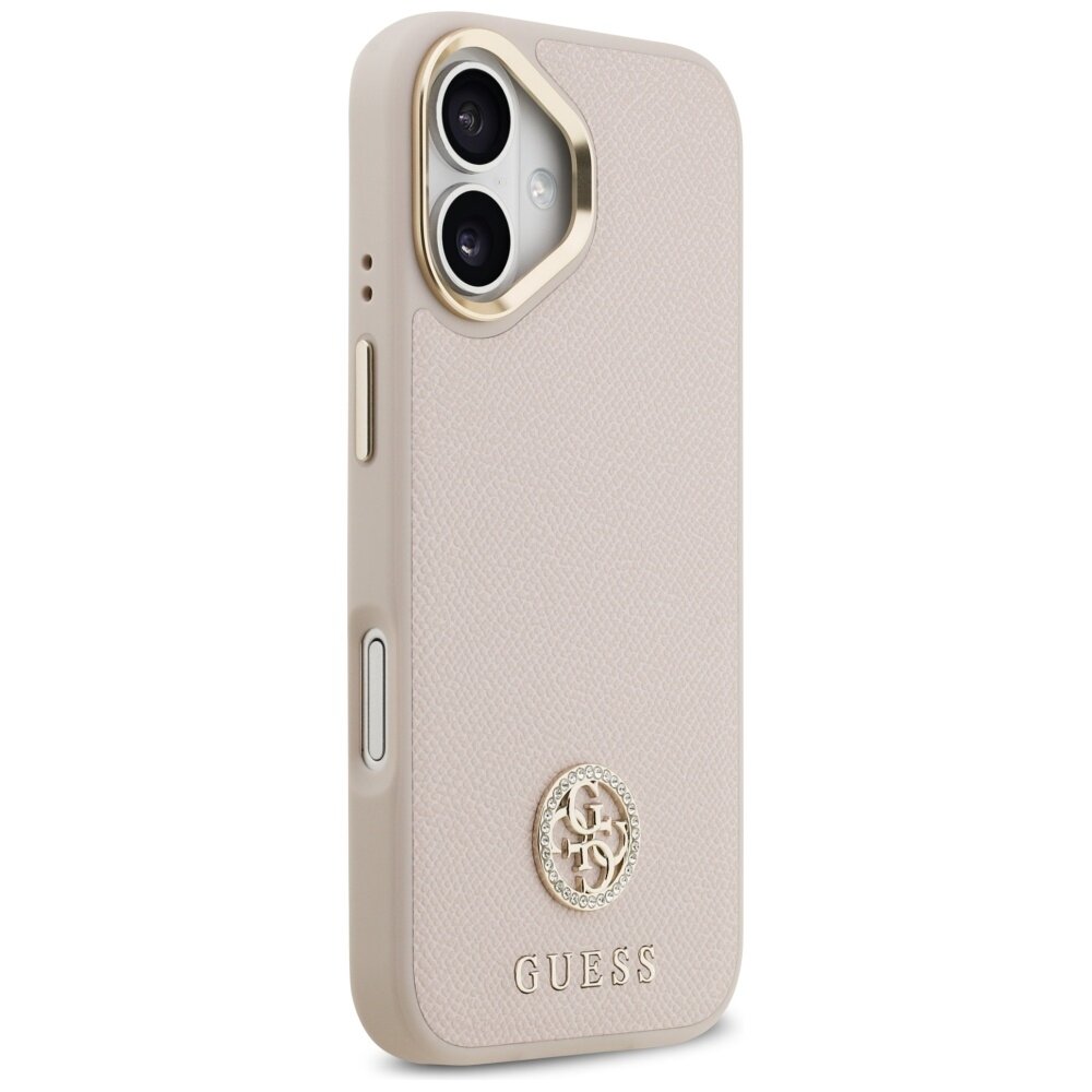 iPhone 17 Guess Grained Strass Logo MagSafe dėklas – rožinis 3