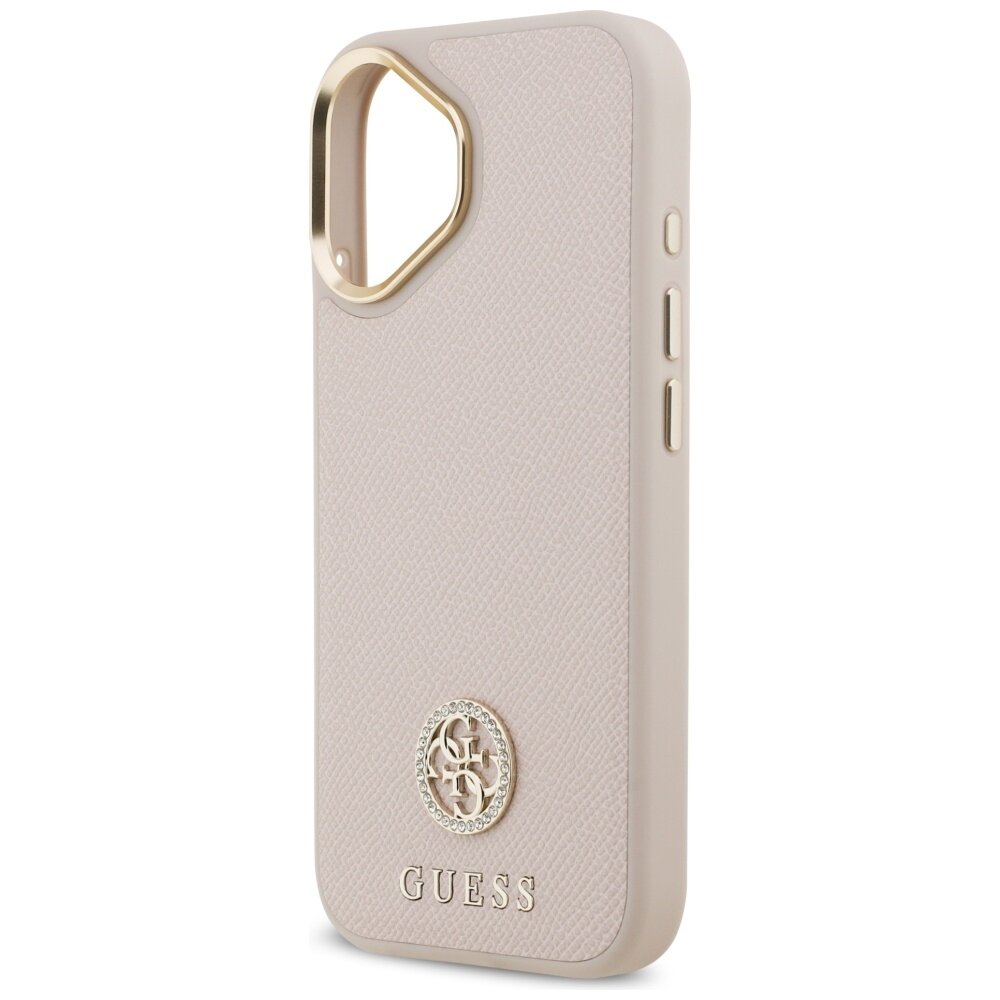 iPhone 17 Guess Grained Strass Logo MagSafe dėklas – rožinis 5