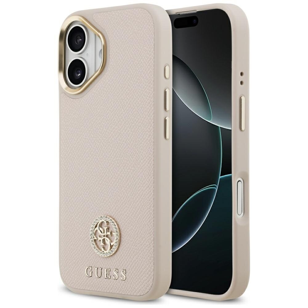 iPhone 17 Guess Grained Strass Logo MagSafe dėklas – rožinis iPhone 17 Guess Grained Strass Logo MagSafe dėklas – rožinis