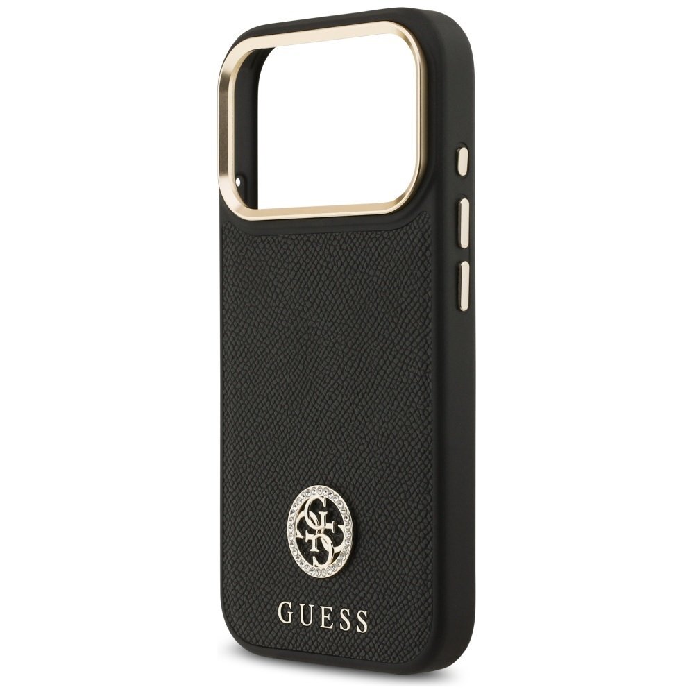 iPhone 17 Pro dėklas Guess Grained Strass Logo, MagSafe – juodas 5
