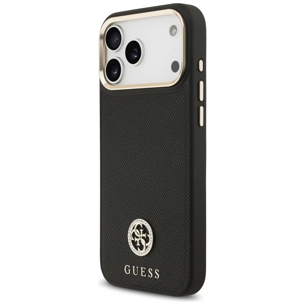 iPhone 17 Pro Max dėklas Guess Grained Strass Logo, MagSafe – juodas 1