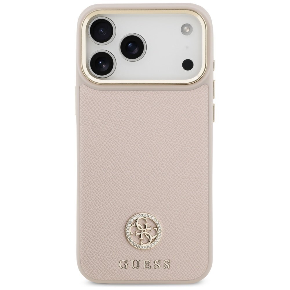 iPhone 17 Pro Max dėklas Guess Grained Strass Logo, MagSafe – rožinis 2
