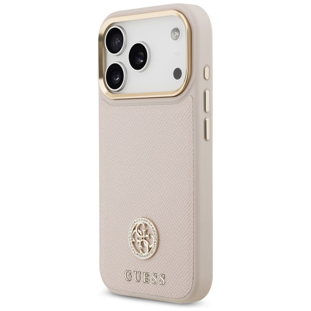 iPhone 17 Pro dėklas Guess Grained Strass Logo, MagSafe – rožinis 1