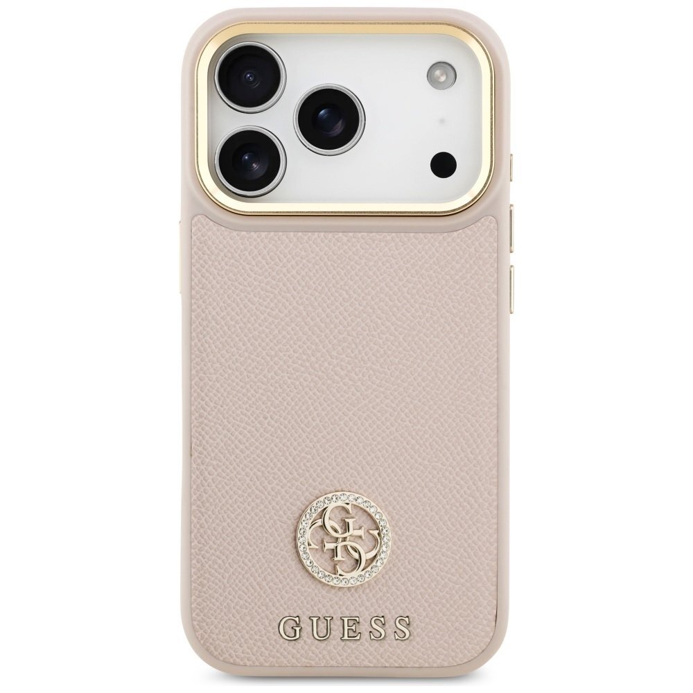iPhone 17 Pro dėklas Guess Grained Strass Logo, MagSafe – rožinis 2
