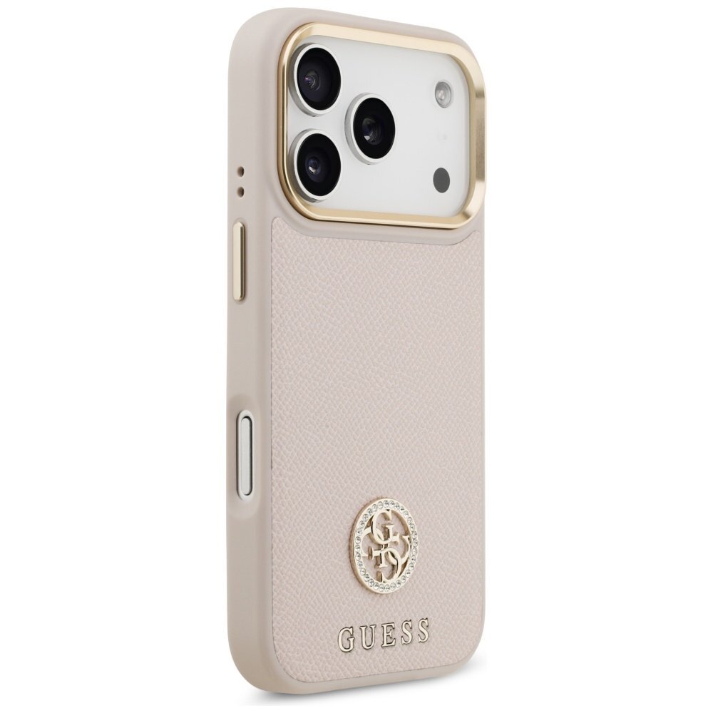 iPhone 17 Pro dėklas Guess Grained Strass Logo, MagSafe – rožinis 3 iPhone 17 Pro dėklas Guess Grained Strass Logo, MagSafe – rožinis 3