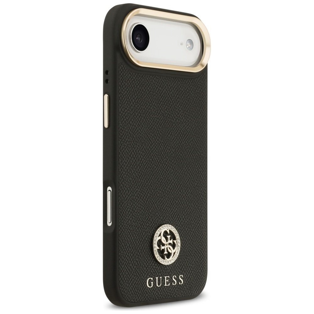 iPhone Air Guess Grained Strass Logo dėklas su MagSafe – juodas 3