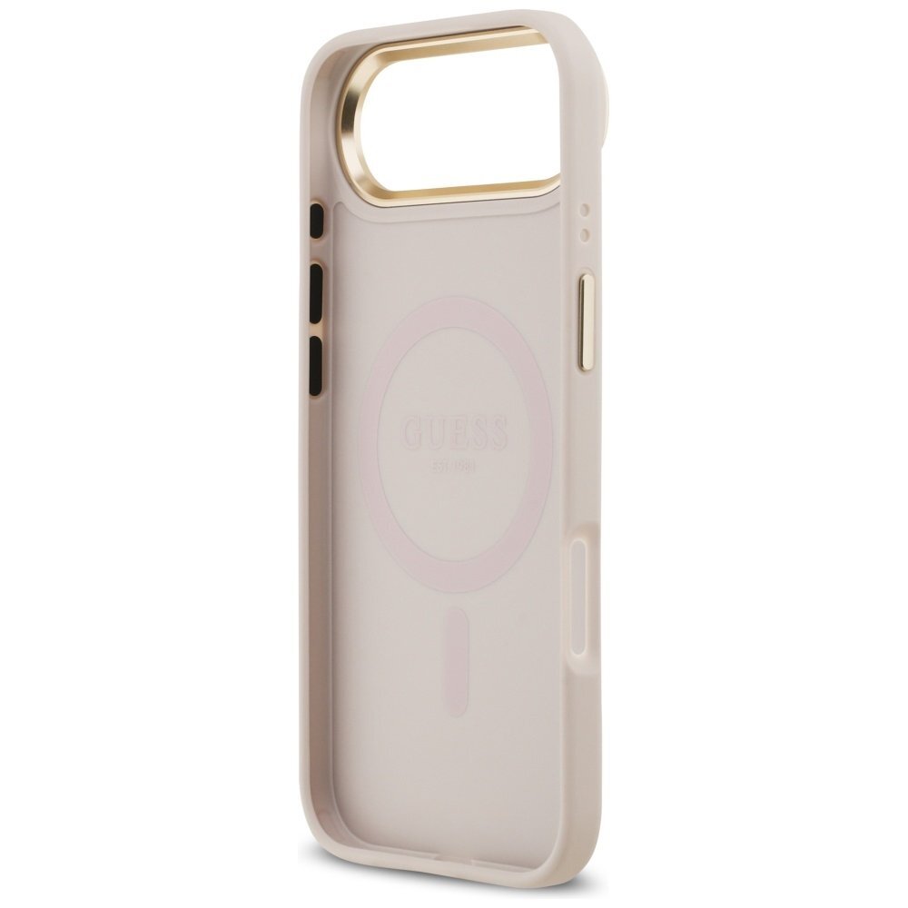 iPhone Air Guess Grained Strass Logo MagSafe dėklas – rožinis 6
