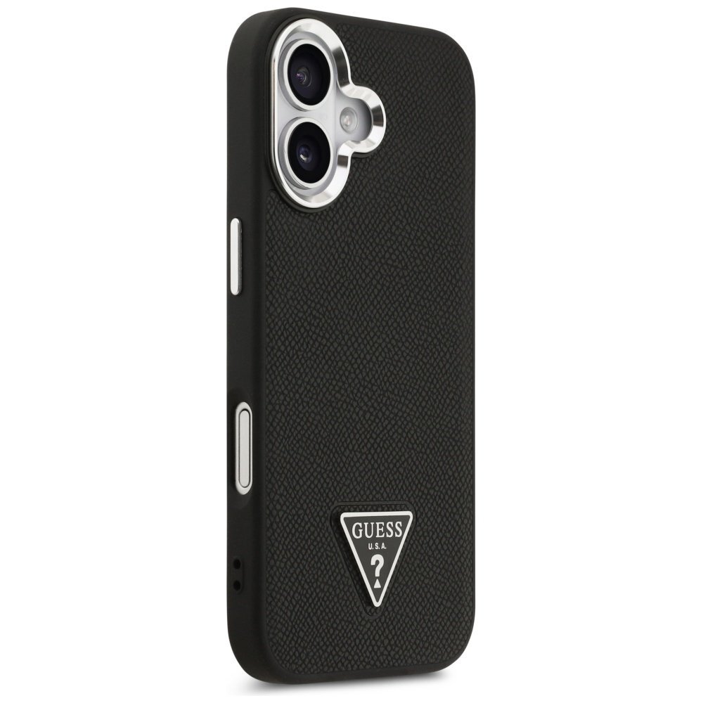 iPhone 17 Guess Grained Triangle Logo MagSafe dėklas – juodas 3