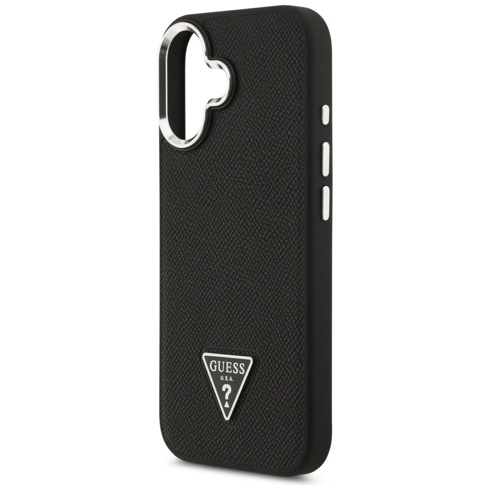 iPhone 17 Guess Grained Triangle Logo MagSafe dėklas – juodas 5
