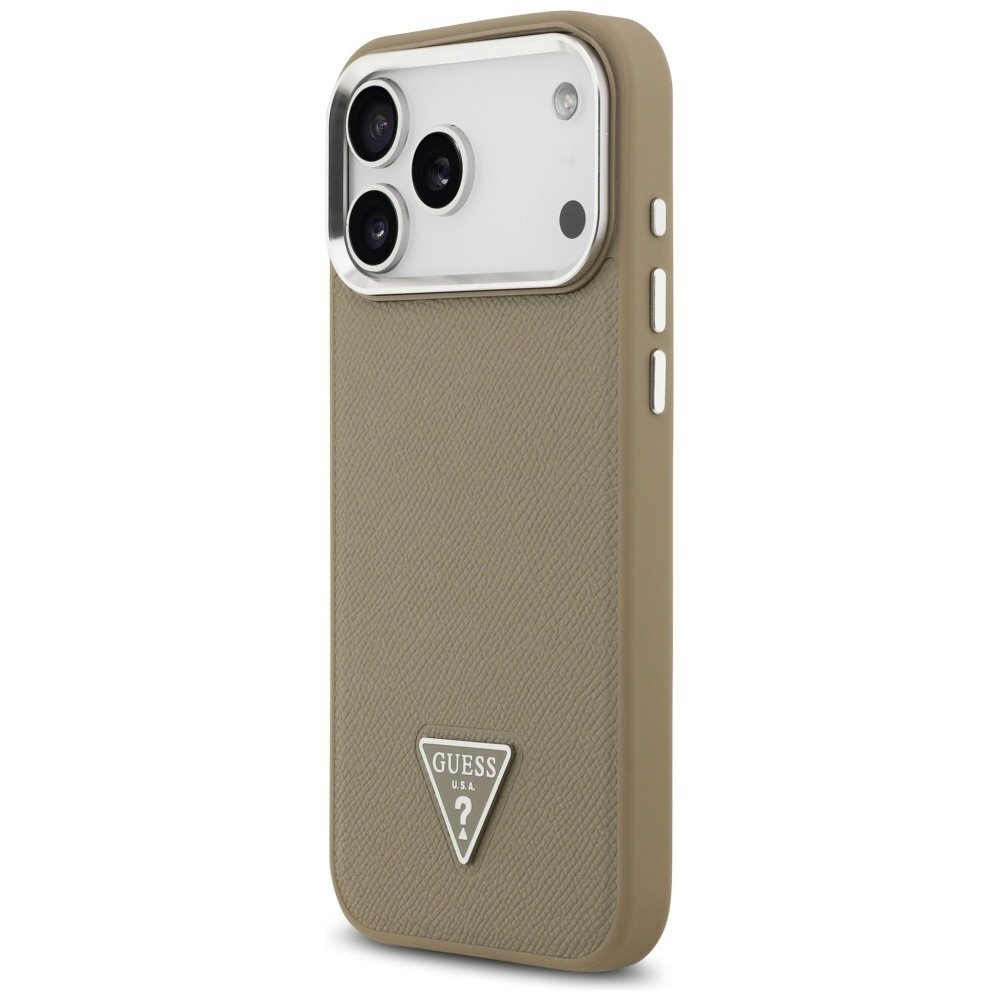 iPhone 17 Pro Max Guess Grained Triangle Logo MagSafe dėklas – rudas 1