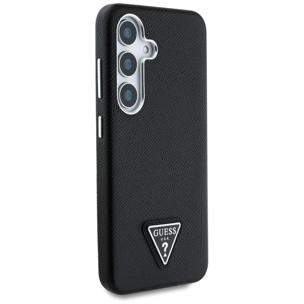 Guess Grained Triangle Logo MagSafe Dėklas skirtas Samsung Galaxy S25 - Juodas 3 Guess Grained Triangle Logo MagSafe Dėklas skirtas Samsung Galaxy S25 - Juodas 3