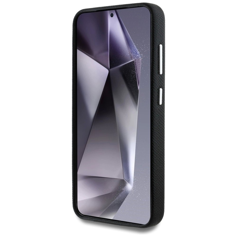 Guess Grained Triangle Logo MagSafe Dėklas skirtas Samsung Galaxy S25 - Juodas 4