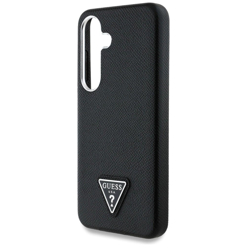 Guess Grained Triangle Logo MagSafe Dėklas skirtas Samsung Galaxy S25 - Juodas 5