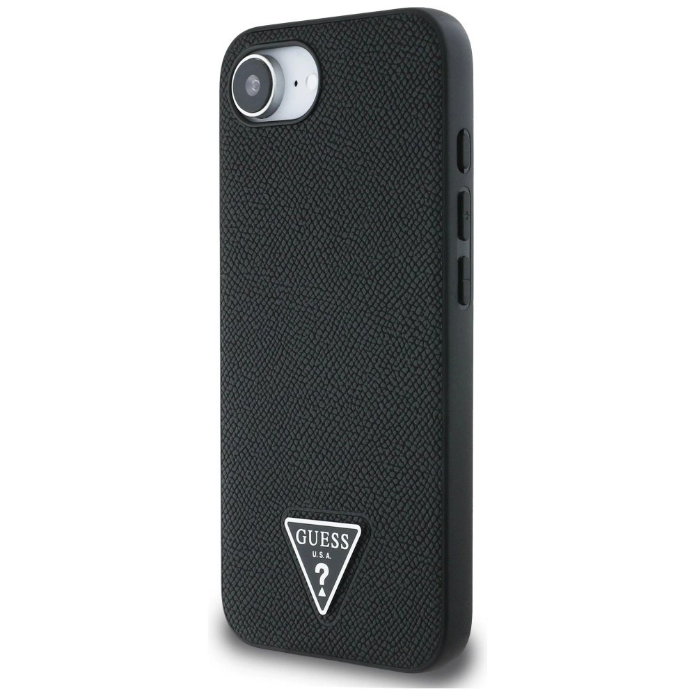 Guess Grained Triangle MagSafe Dėklas skirtas iPhone 16e - Juodas 1