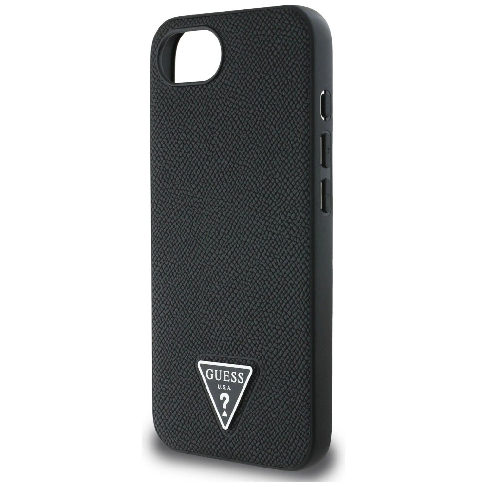 Guess Grained Triangle MagSafe Dėklas skirtas iPhone 16e - Juodas 5 Guess Grained Triangle MagSafe Dėklas skirtas iPhone 16e - Juodas 5