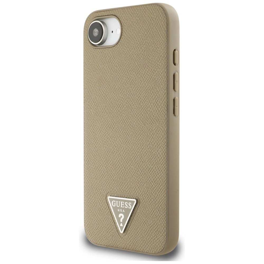Guess Grained Triangle MagSafe Dėklas skirtas iPhone 16e - Rudas 1 Guess Grained Triangle MagSafe Dėklas skirtas iPhone 16e - Rudas 1