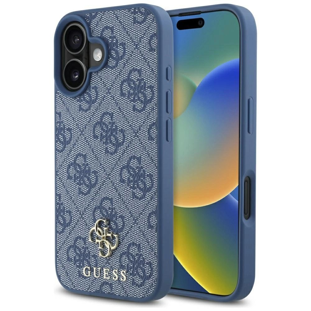 Guess HC PU 4G Small 4G and Classic Dėklas skirtas iPhone 16 MagSafe - Mėlynas