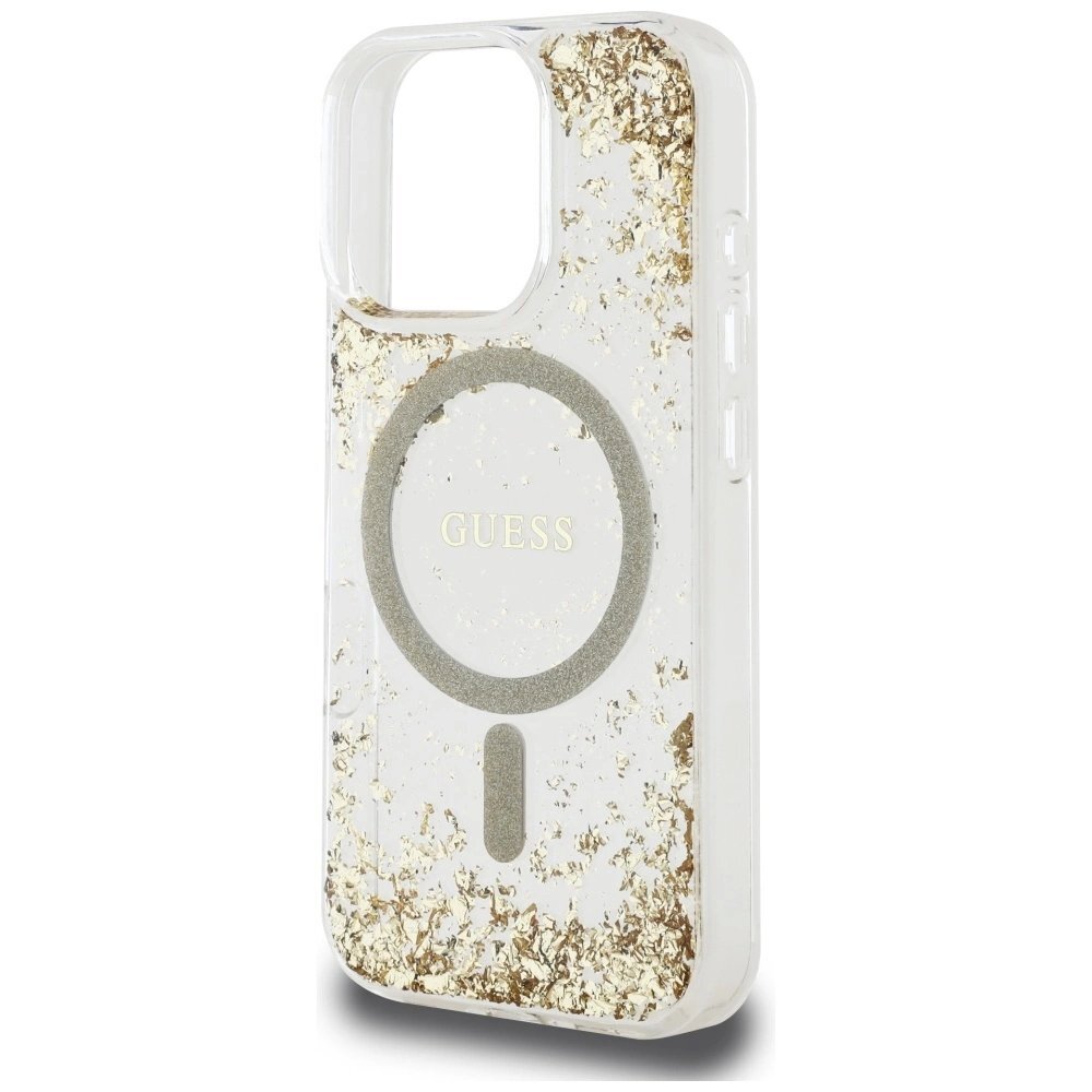 iPhone 16 Pro dėklas Guess HC Resin Bottom Glitter, MagSafe – auksinis 5 iPhone 16 Pro dėklas Guess HC Resin Bottom Glitter, MagSafe – auksinis 5