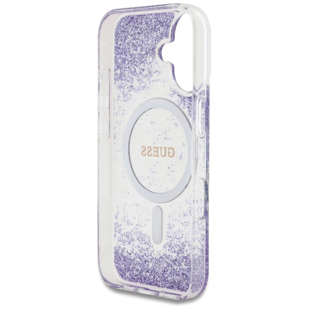 Guess HC Resin Bottom Glitter MagSafe Dėklas skirtas iPhone 16 - Violetinis 6