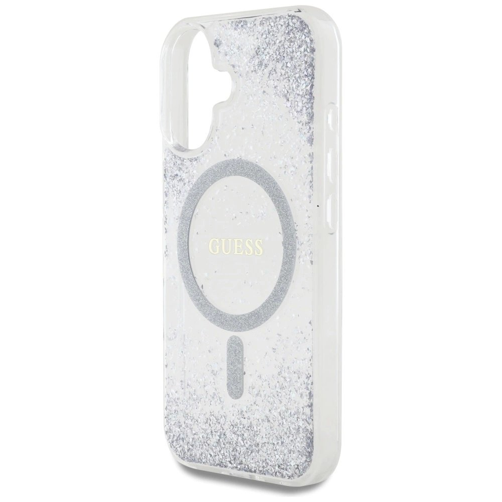 Guess HC Resin Bottom Glitter MagSafe Dėklas skirtas iPhone 16 - Sidabrinis 5