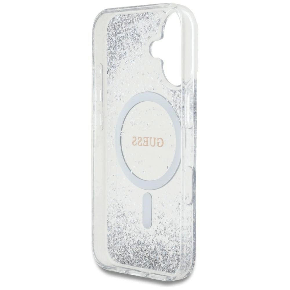Guess HC Resin Bottom Glitter MagSafe Dėklas skirtas iPhone 16 - Sidabrinis 6