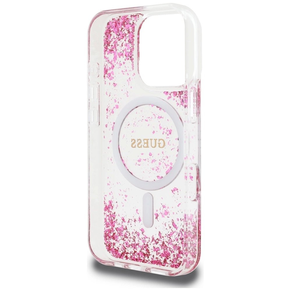iPhone 16 Pro – Guess HC Resin Bottom Glitter MagSafe dėklas - Rožinis 6