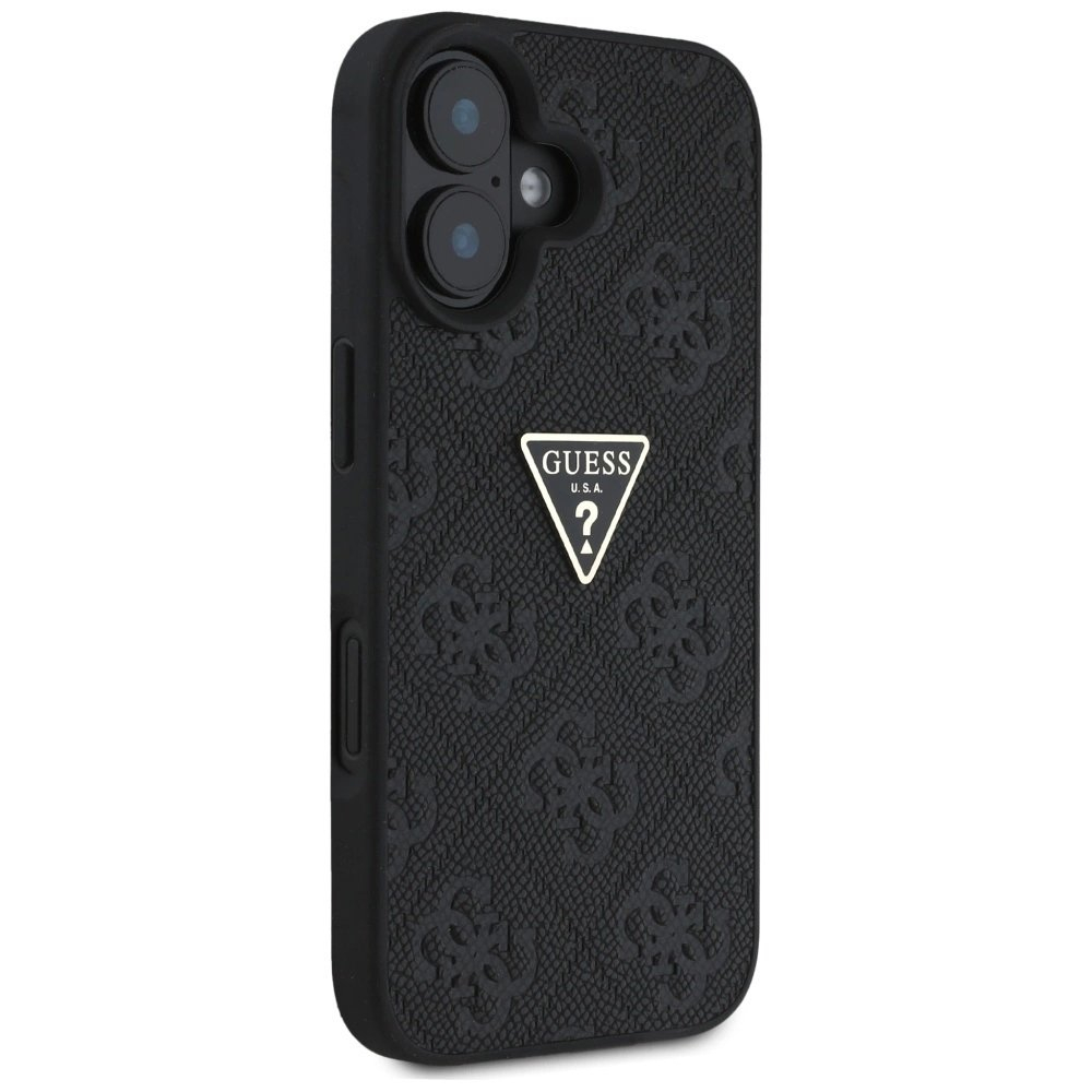 Guess Hot Stamp 4G Pattern Triangle Metal Logo Dėklas skirtas iPhone 16 - Juodas 3 Guess Hot Stamp 4G Pattern Triangle Metal Logo Dėklas skirtas iPhone 16 - Juodas 3