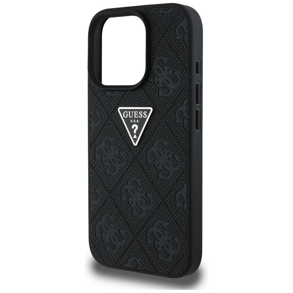Guess Hot Stamp 4G Pattern Triangle Metal Logo Dėklas skirtas iPhone 16 Pro - Juodas 5