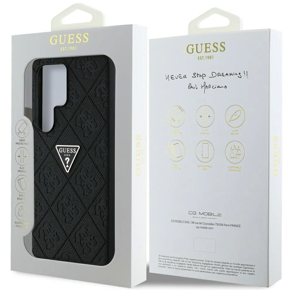 Samsung Galaxy S25 Ultra Guess Hot Stamp 4G Pattern Triangle Metal Logo dėklas - juodas 7