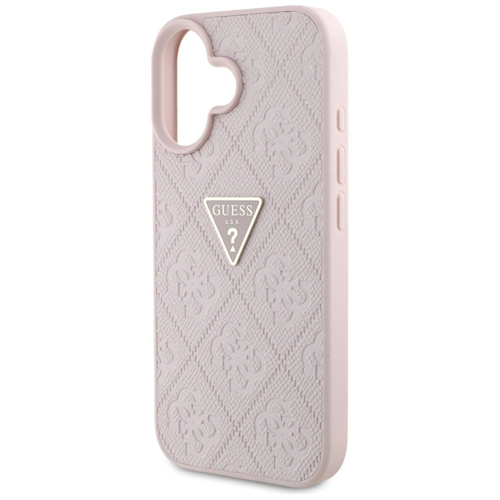 Guess Hot Stamp 4G Pattern Triangle Metal Logo iPhone 16 Dėklas - Rožinis 5 Guess Hot Stamp 4G Pattern Triangle Metal Logo iPhone 16 Dėklas - Rožinis 5
