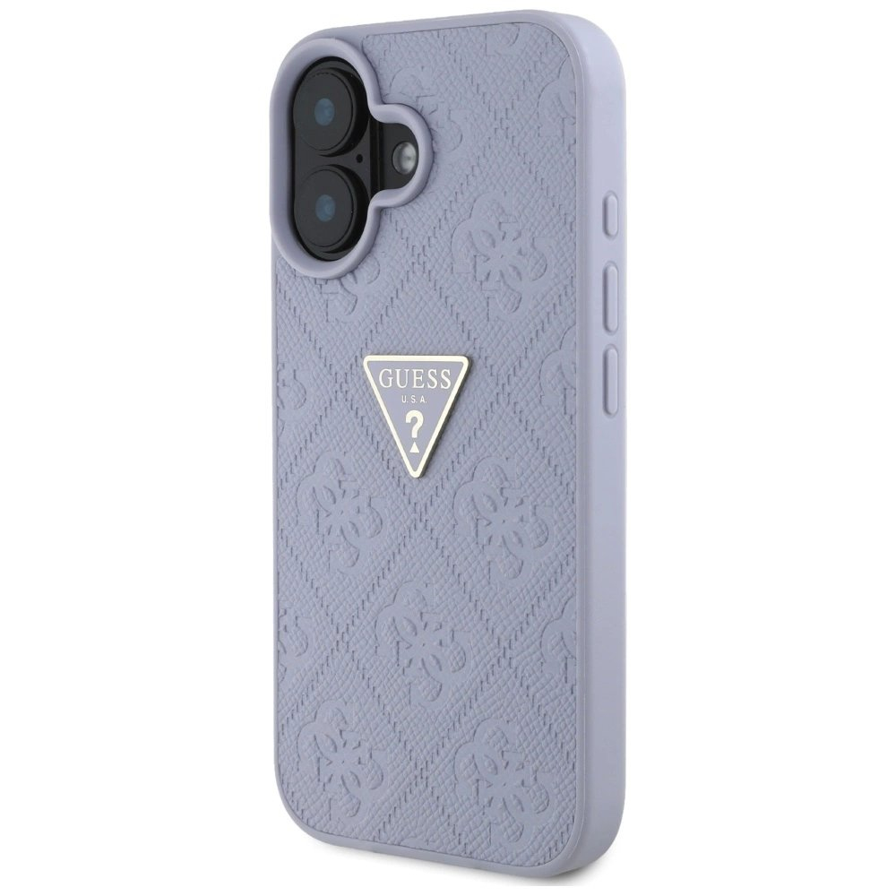 Guess Hot Stamp 4G Pattern Triangle Metal Logo iPhone 16 Dėklas - Violetinis 1 Guess Hot Stamp 4G Pattern Triangle Metal Logo iPhone 16 Dėklas - Violetinis 1