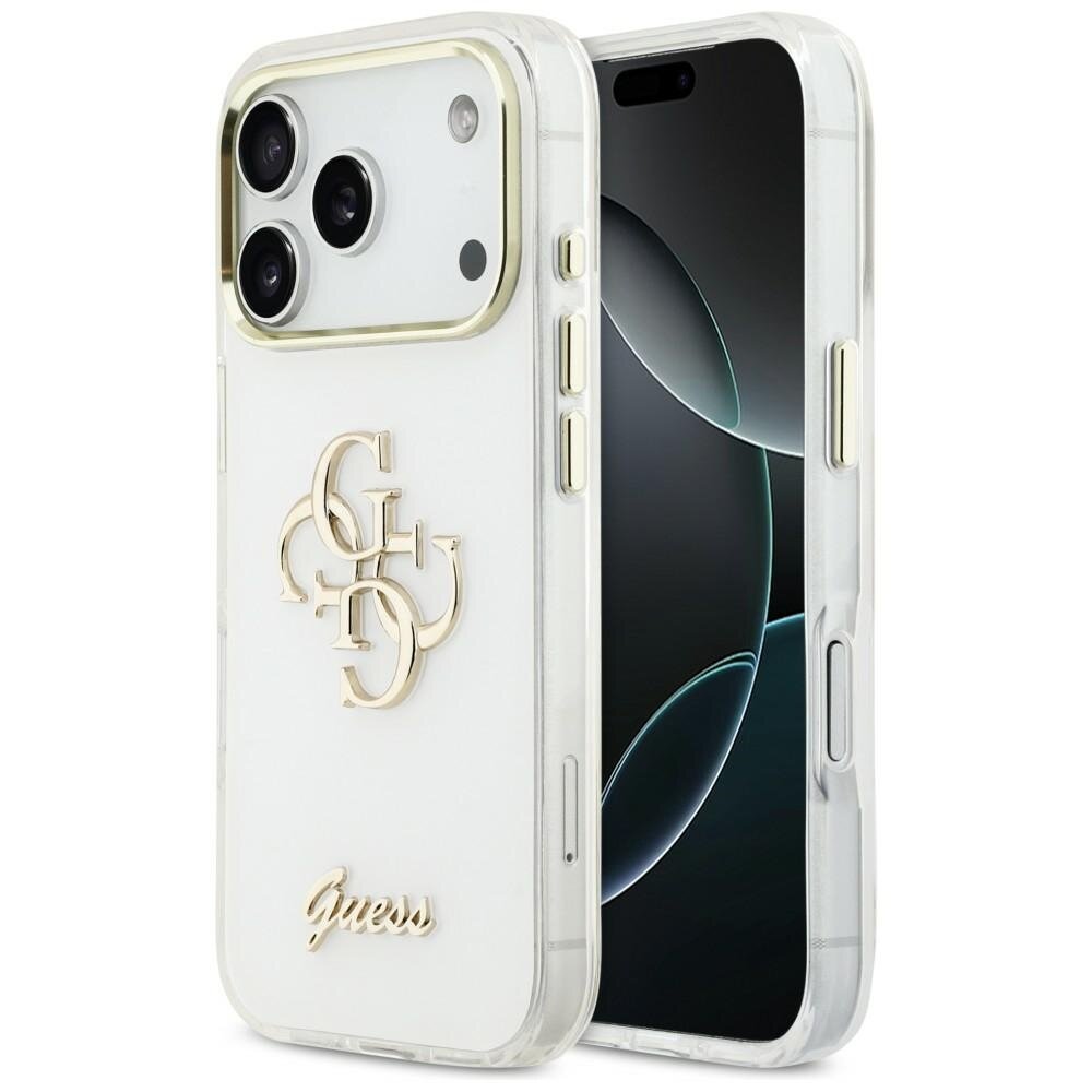 iPhone 17 Pro Guess IML 4G Script Metal dėklas – baltas