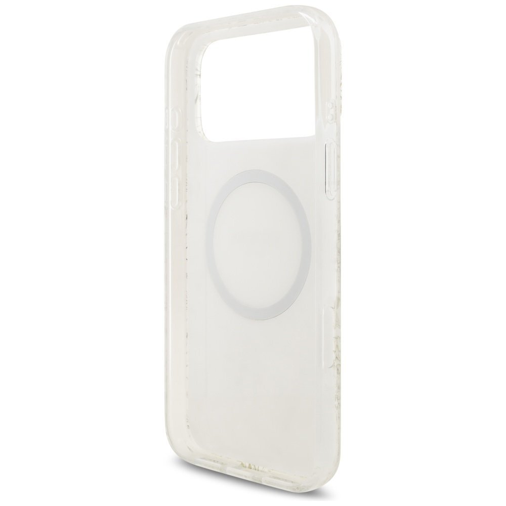 iPhone 17 Pro Max Guess IML Flowers Electro Pearl Strap MagSafe dėklas – baltas 6