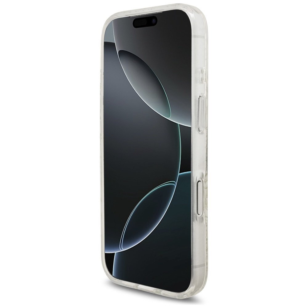 iPhone 17 Pro Guess IML Flowers Electro Pearl Strap MagSafe dėklas – baltas 4