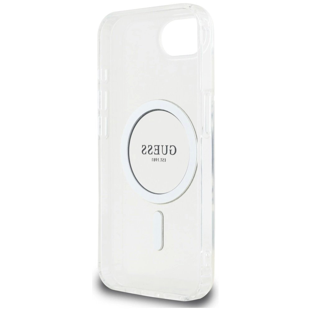 iPhone 16e – Guess IML Glitter Circle MagSafe dėklas - Skaidrus 6