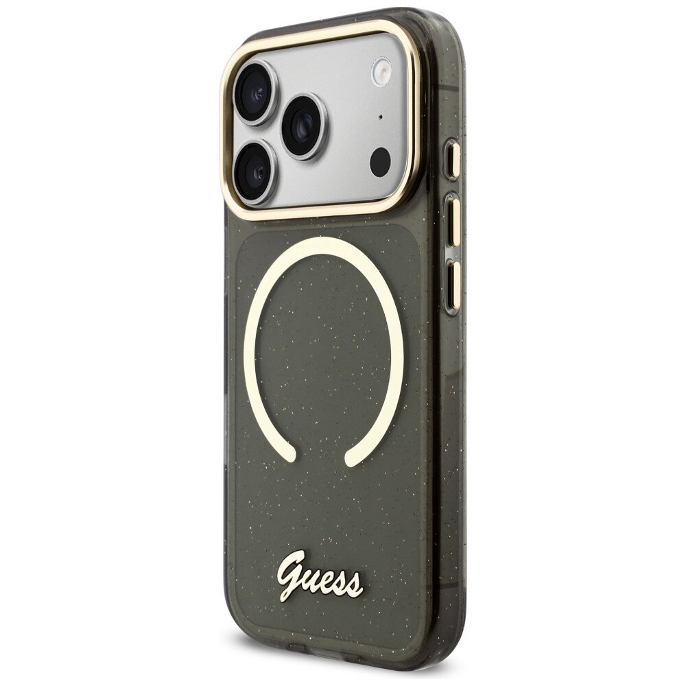 iPhone 17 Pro Guess IML Glitters Script Strap MagSafe dėklas – juodas 2 iPhone 17 Pro Guess IML Glitters Script Strap MagSafe dėklas – juodas 2