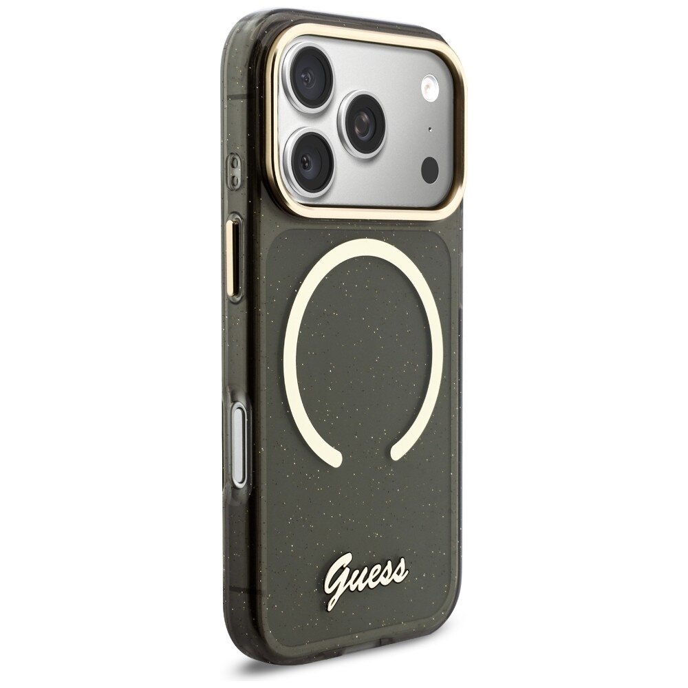 iPhone 17 Pro Guess IML Glitters Script Strap MagSafe dėklas – juodas 3 iPhone 17 Pro Guess IML Glitters Script Strap MagSafe dėklas – juodas 3