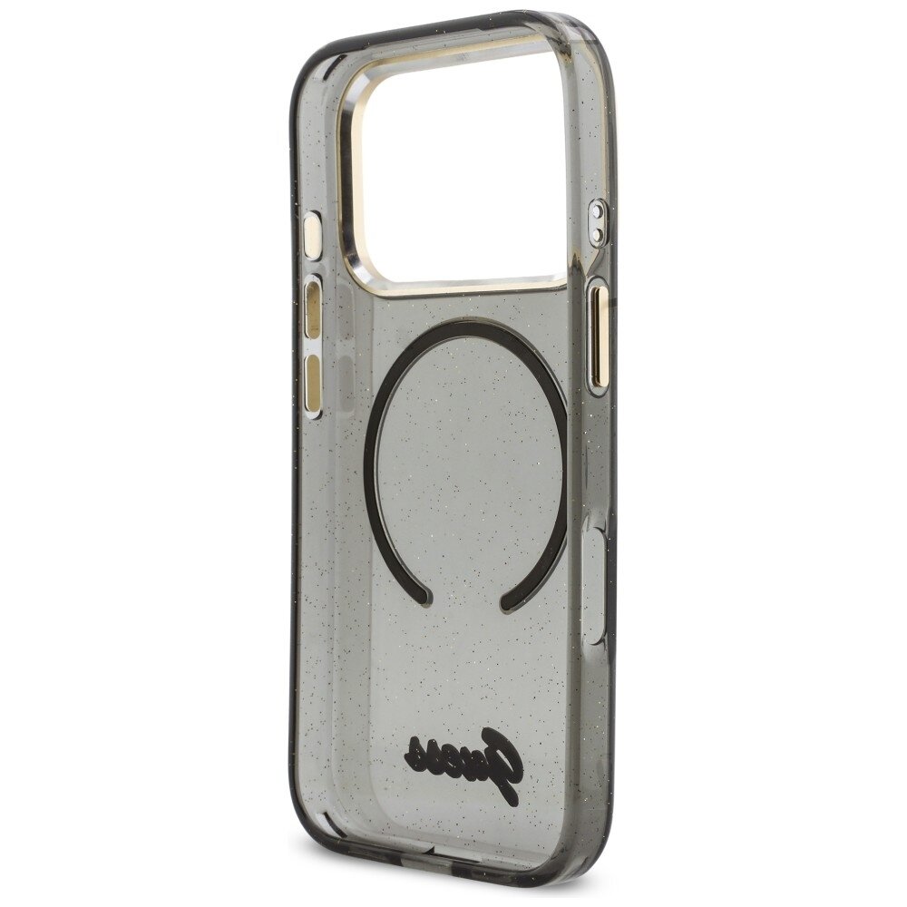 iPhone 17 Pro Guess IML Glitters Script Strap MagSafe dėklas – juodas 6