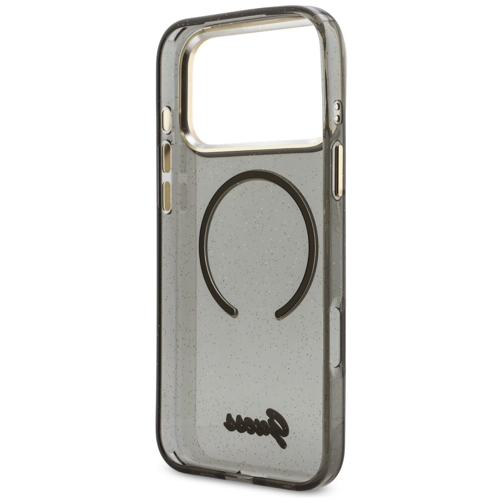 iPhone 17 Pro Max Guess IML Glitters Script Strap MagSafe dėklas – juodas 5
