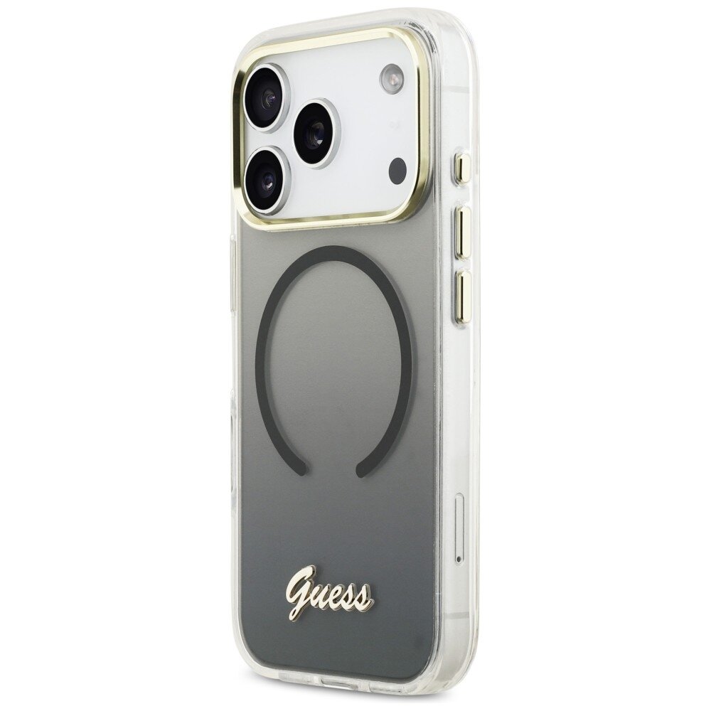 iPhone 17 Pro Guess IML Gradient Script Metal MagSafe dėklas – juodas 1