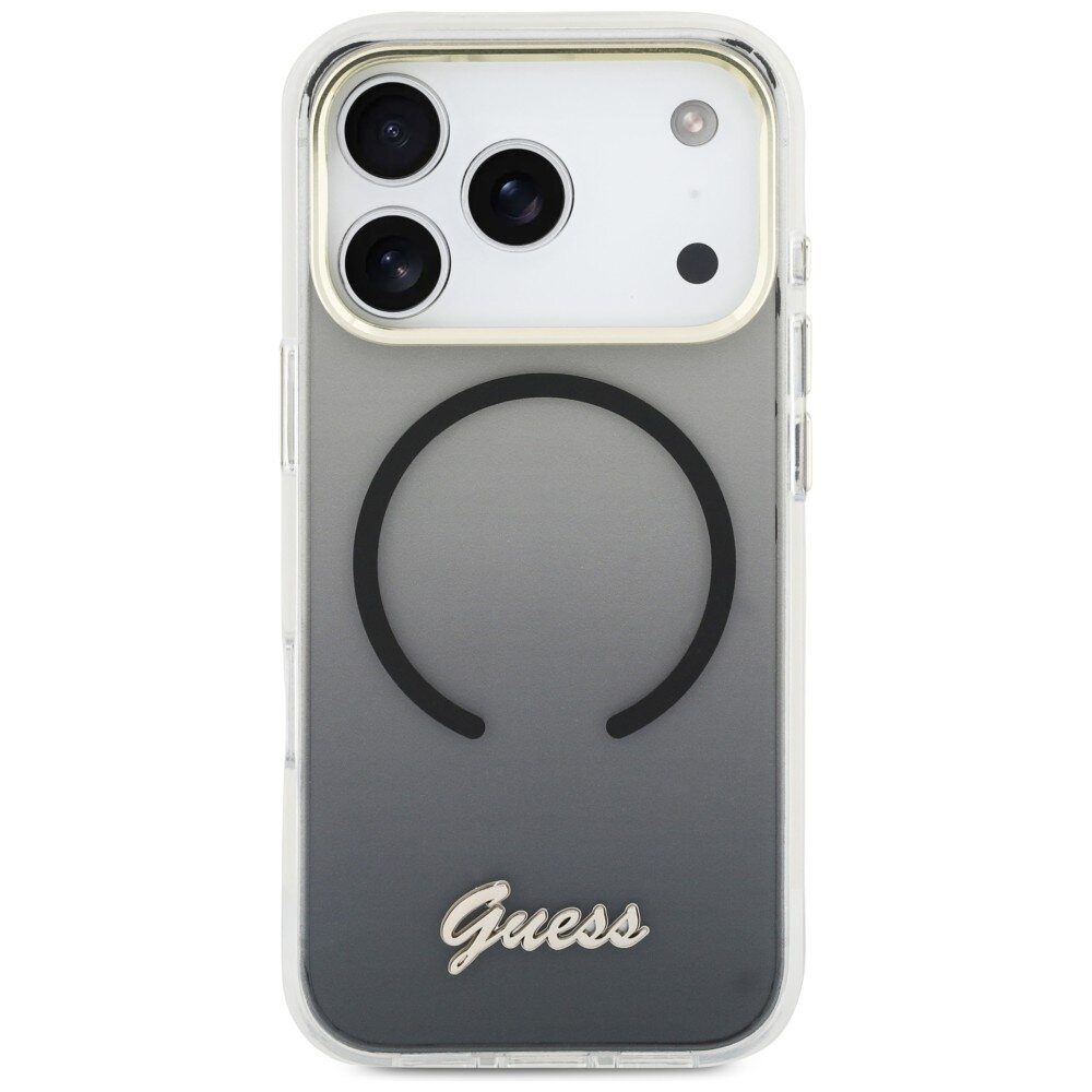 iPhone 17 Pro Guess IML Gradient Script Metal MagSafe dėklas – juodas 2