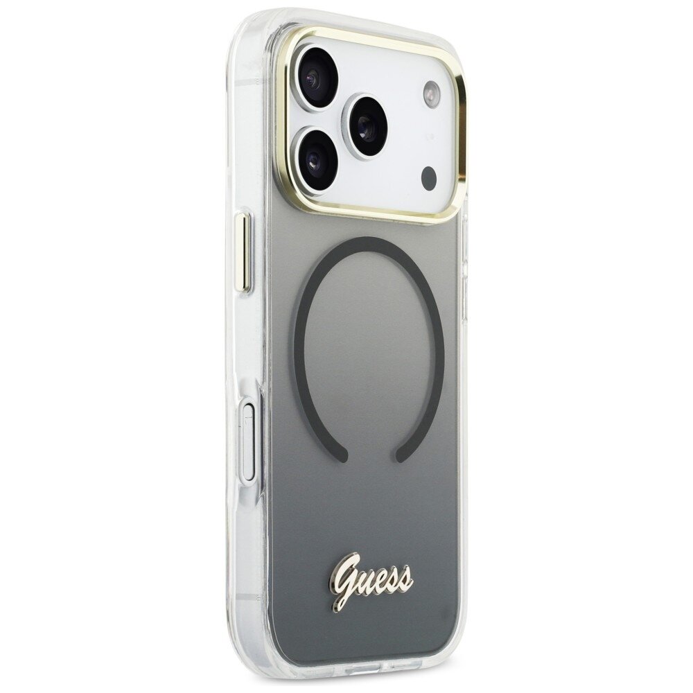 iPhone 17 Pro Guess IML Gradient Script Metal MagSafe dėklas – juodas 3