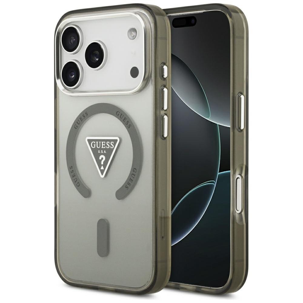 iPhone 17 Pro Guess IML Gradient Triangle Logo MagSafe dėklas – žalias iPhone 17 Pro Guess IML Gradient Triangle Logo MagSafe dėklas – žalias